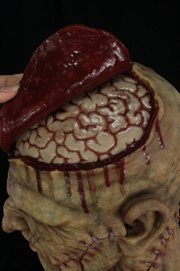 Boris the Creature Silicone Mask - Zombie Jaundice with Brain Flap - Image 2